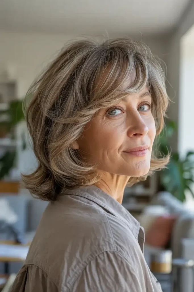 Layered Lob With Side Bangs