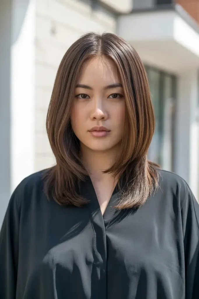 Straight Medium Cut with Middle Part