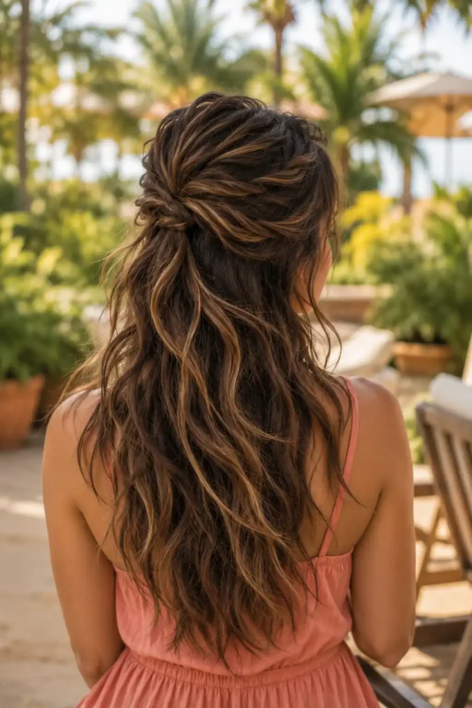 Half Up Hairstyle with Beachy Texture