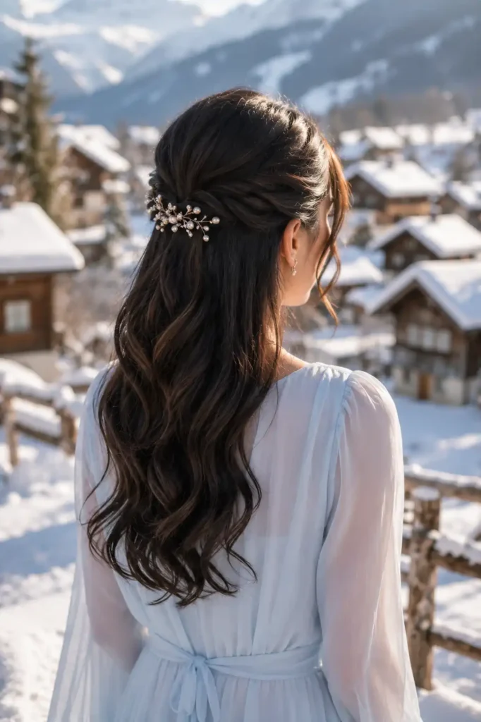 Half Up Style with Pearl Accessories