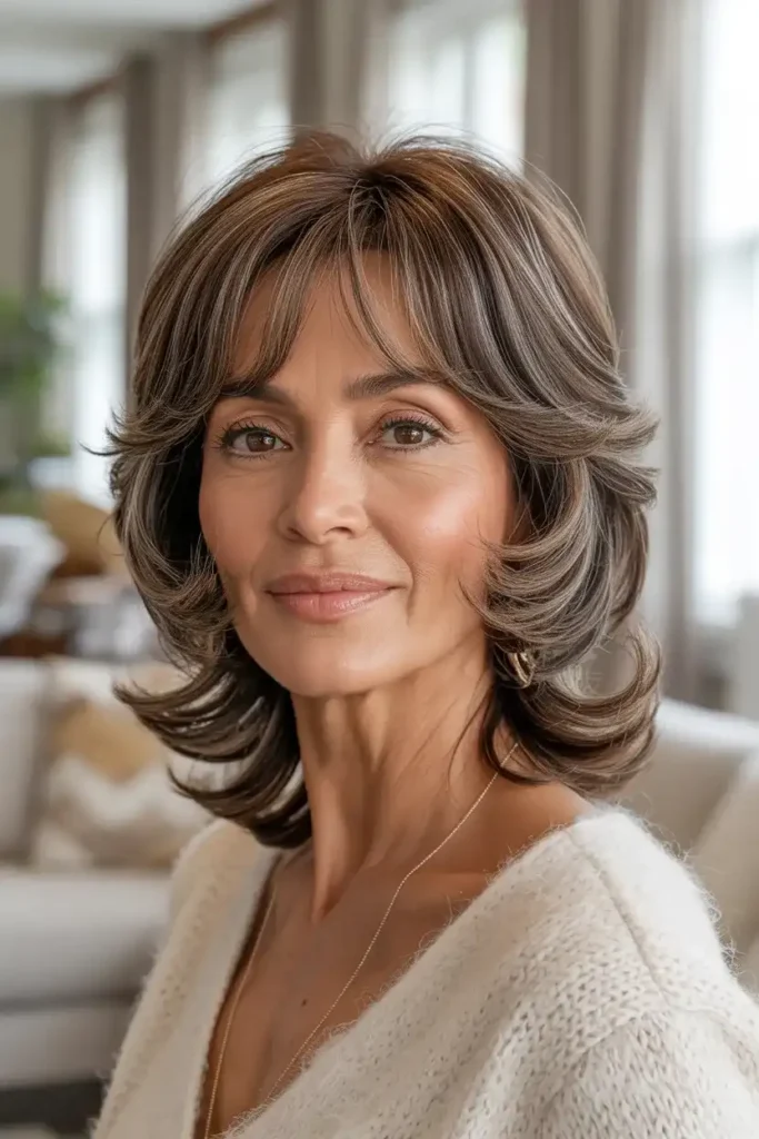 Layered Medium Cut With Bangs
