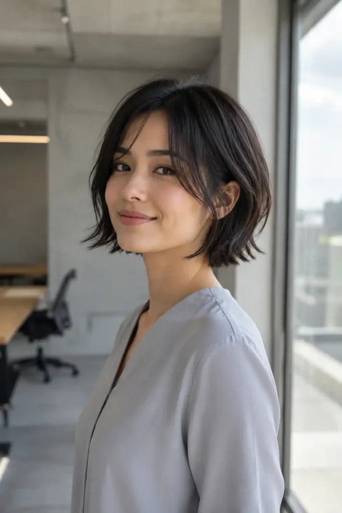 14. Short Bob with Wispy Ends
