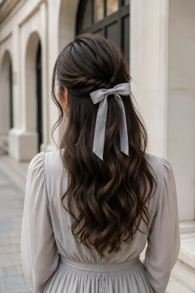 Half Up Hairstyle with Ribbon