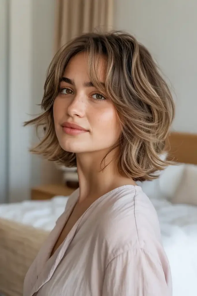 Layered Messy Bob with Curtain Bangs