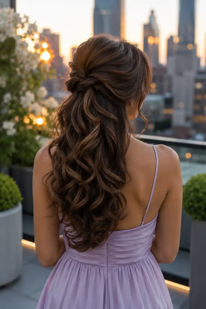 Voluminous Half Up Glam Style