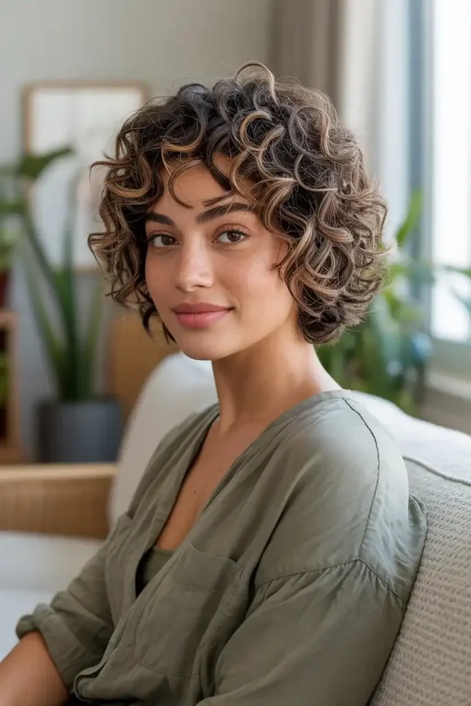 Curly Messy Bob