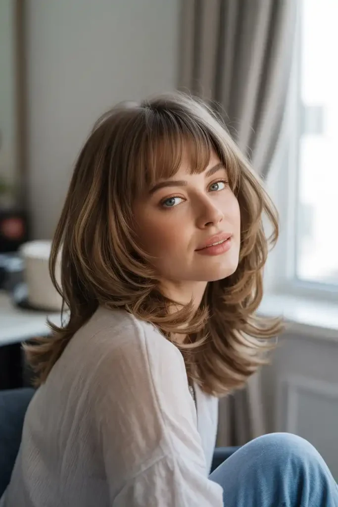 Rounded Layered Cut with Bangs