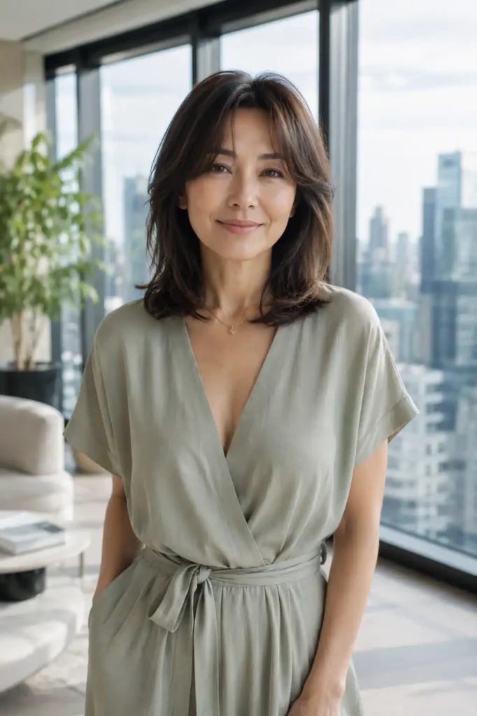 Shoulder-Length Hair with Curtain Bangs