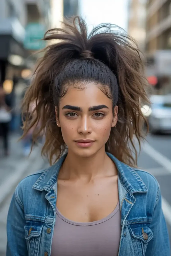 Super High Messy Ponytail