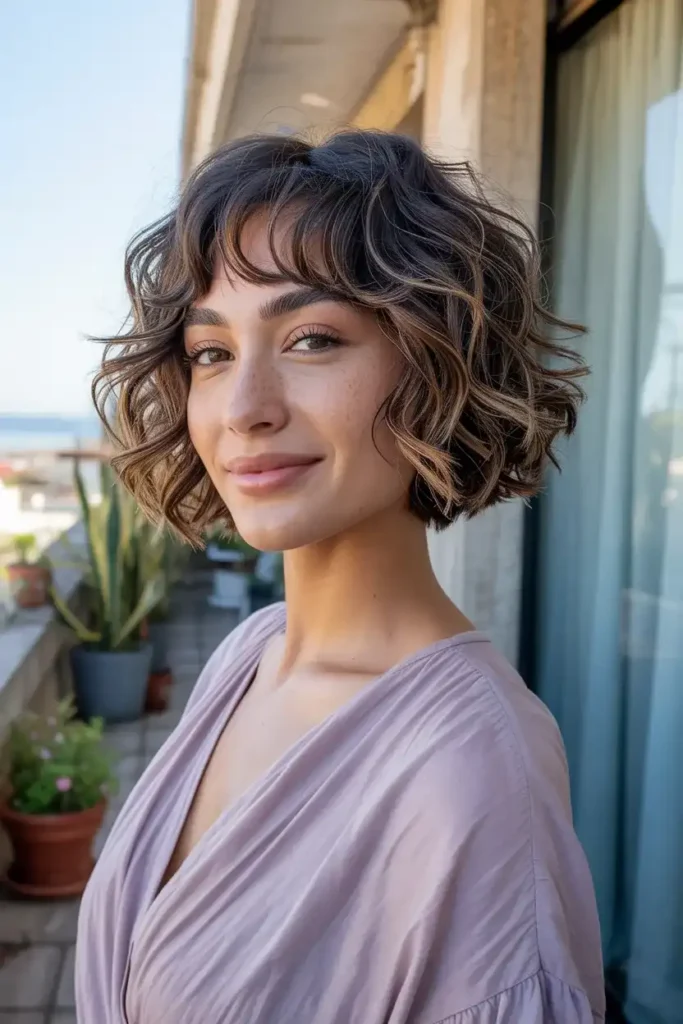 Wavy Bob with Curtain Fringe