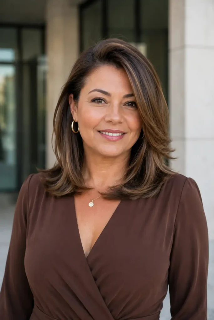 Shoulder-Length Hair for Round Faces