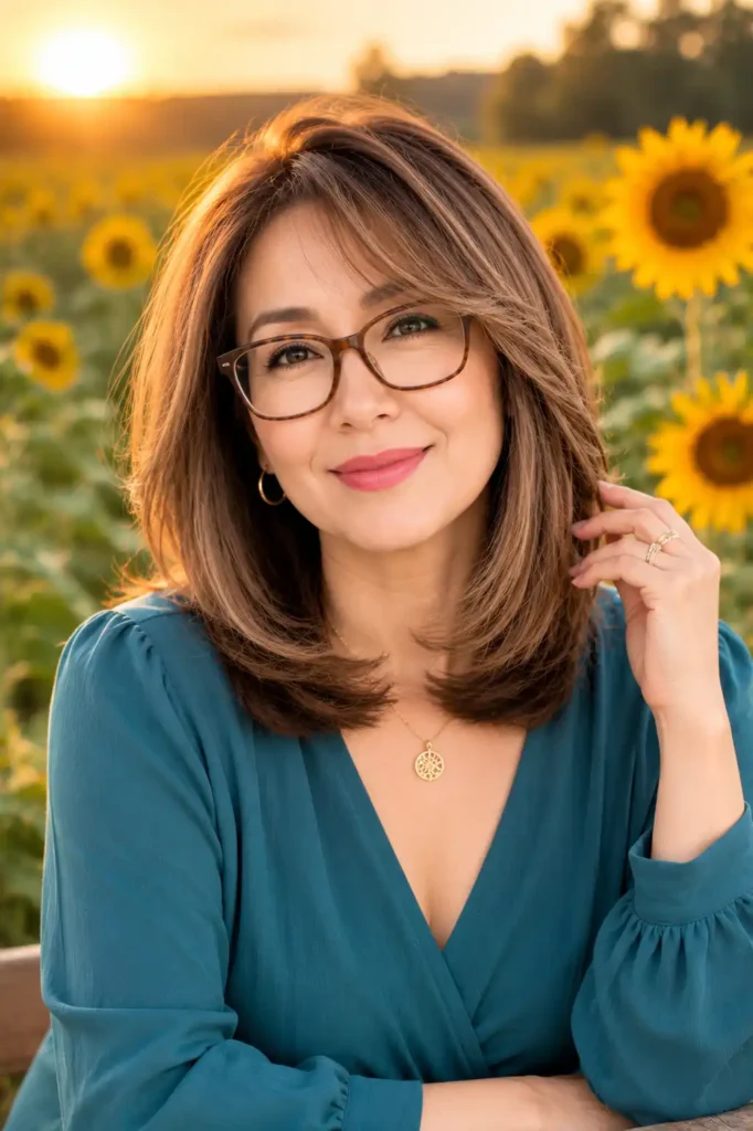 Shoulder-Length Hair with Glasses