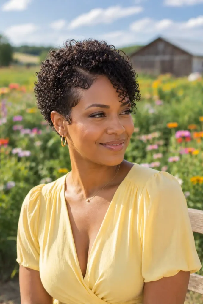 Side-Parted Curly Pixie