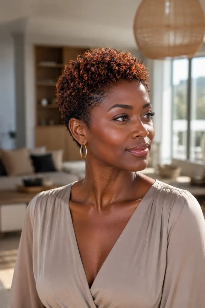 Curly TWA with Color