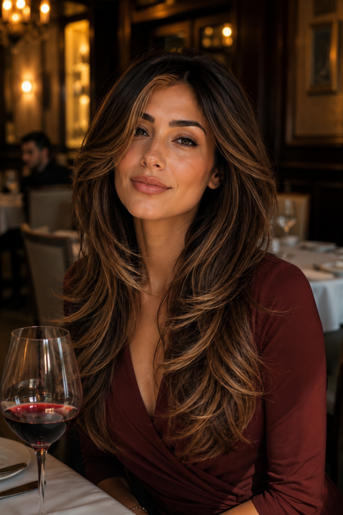 Butterfly Haircut with Sun-Kissed Balayage