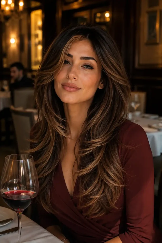 Butterfly Haircut with Sun-Kissed Balayage