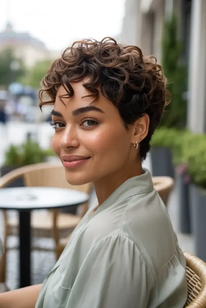Curly Pixie with Volume