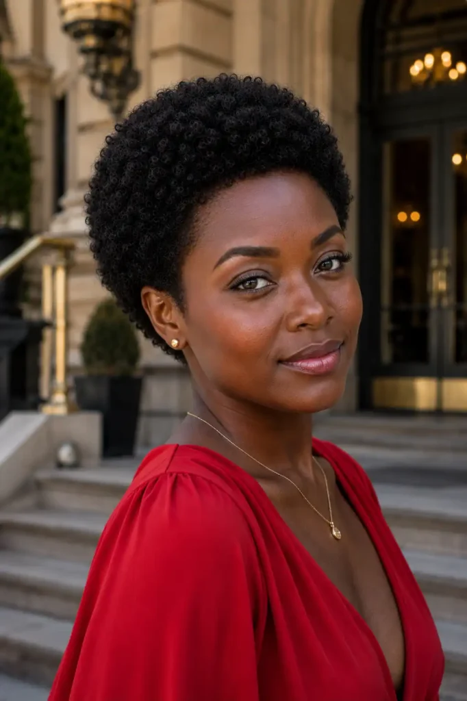 Short Afro with Defined Edges