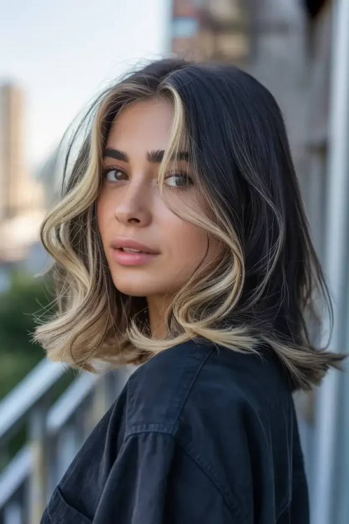 Blonde Balayage on Black Hair