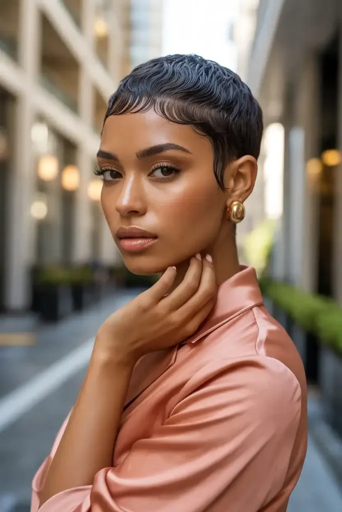 Sleek Wet-Look Pixie