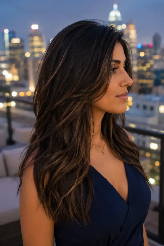 Soft Caramel Balayage on Black Hair