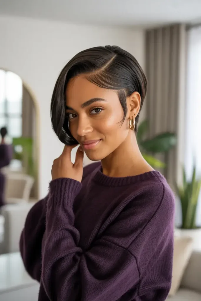 Sleek Side-Part Pixie