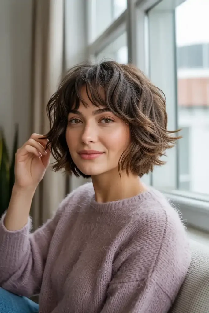 Textured Shag Bob with Wispy Bangs