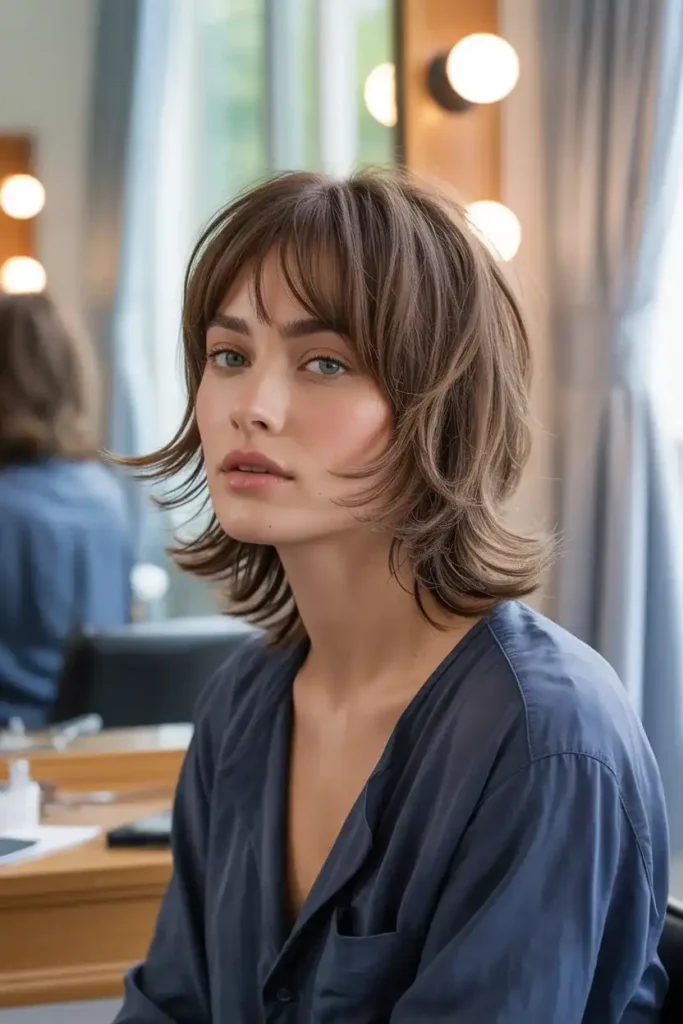 Razor Cut Shag with Curtain Bangs