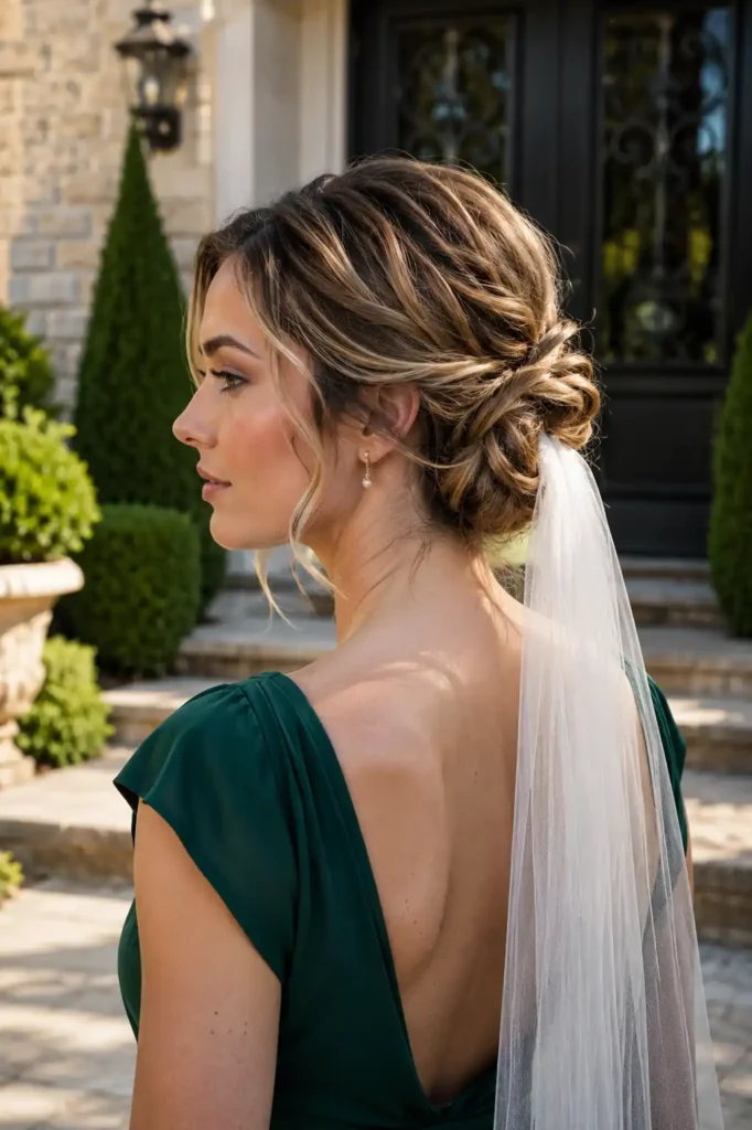 Romantic Chignon with a Sheer Veil