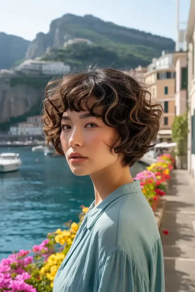 Short Curly Layered Bob