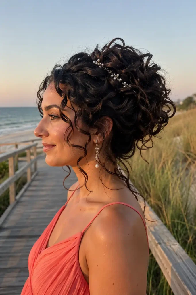 Curly Beach Bride Updo