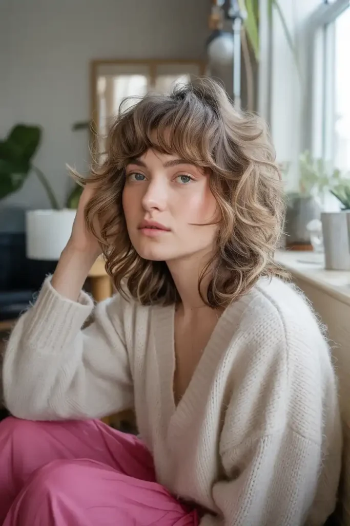 Messy French Shag for Wavy Hair