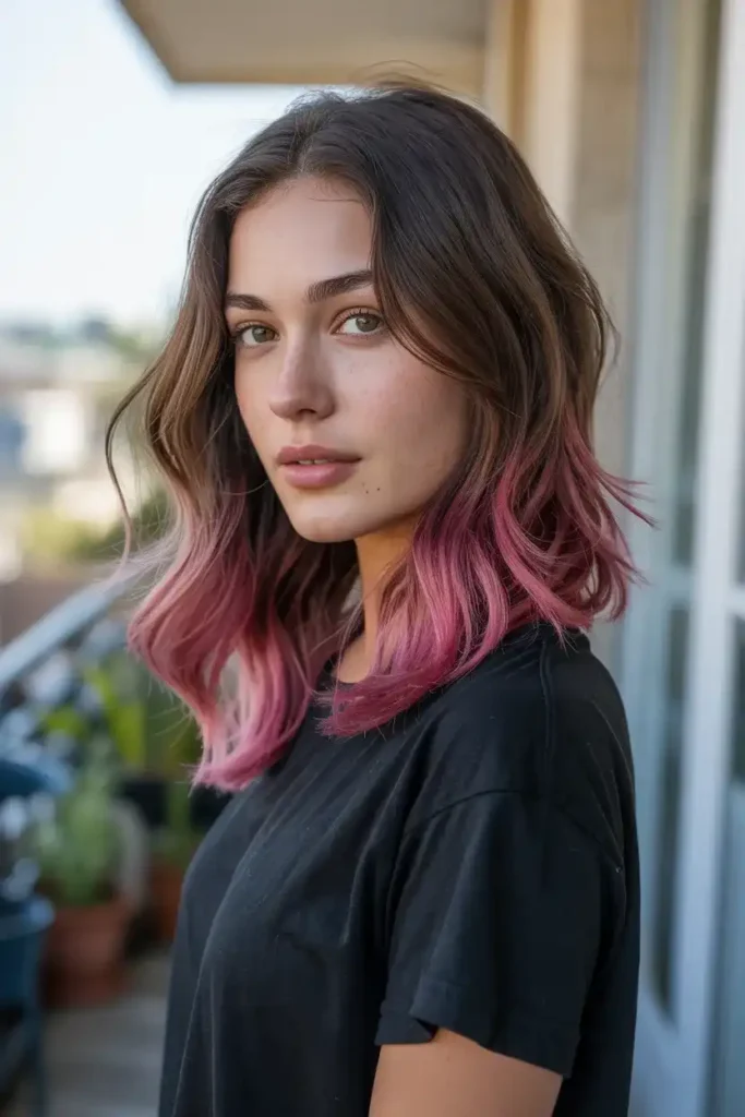 Pink Tips on Dark Hair