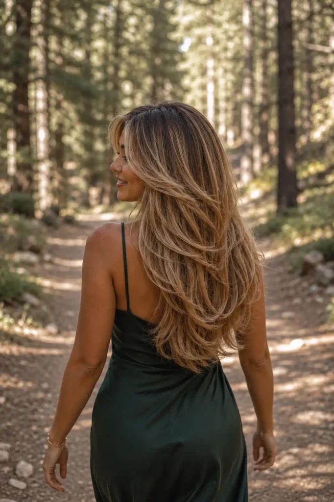 Center-Part Glam Layers