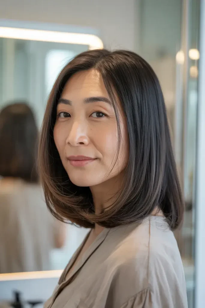 Straight Lob Hairstyle with Minimal Layers for a Sleek Everyday Style