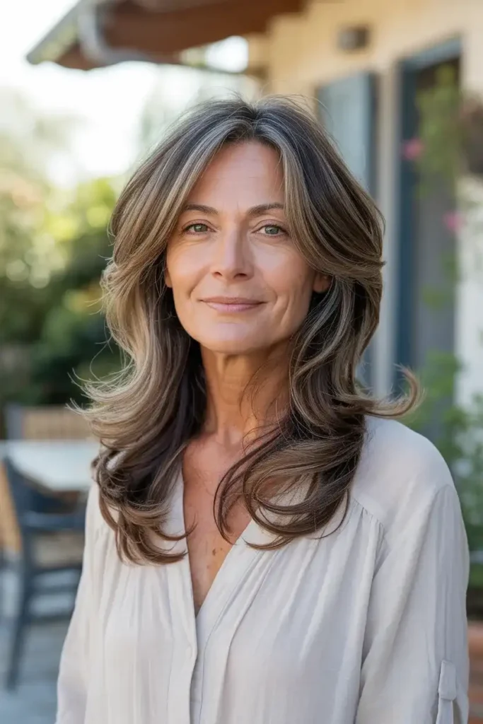 Long Layered Hairstyle with Soft Waves for a Lightweight and Flowing Look