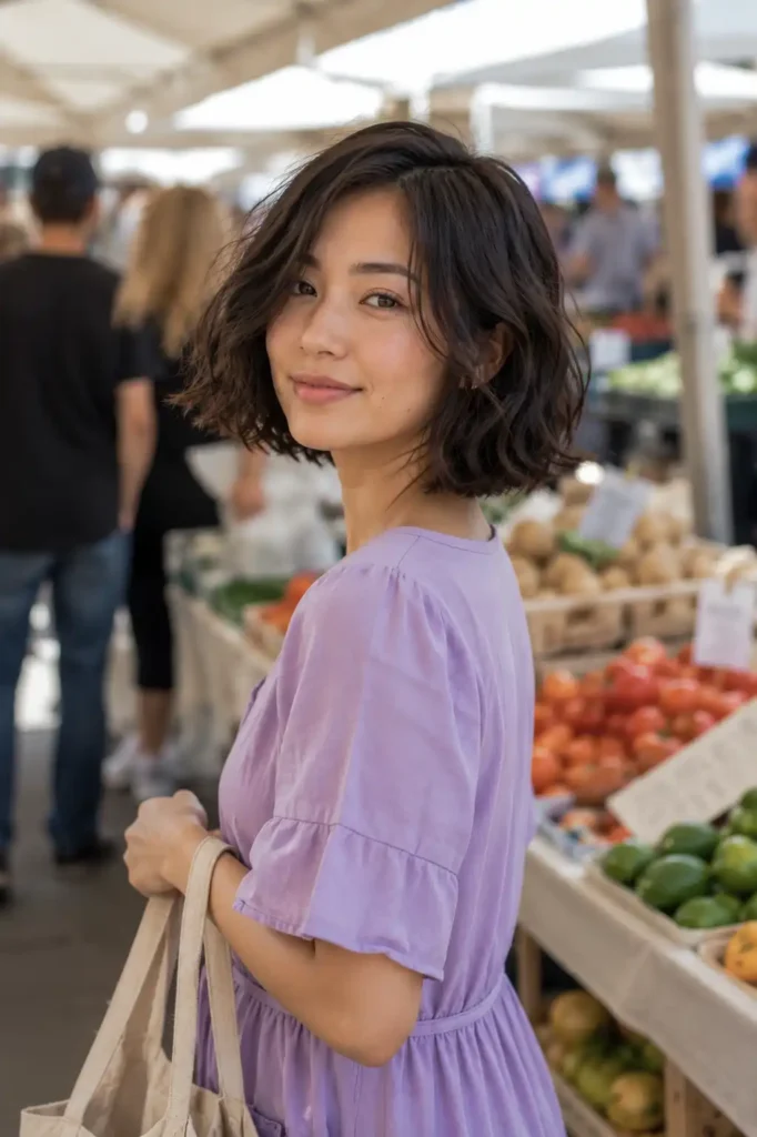 Wavy Chin-Length Bob