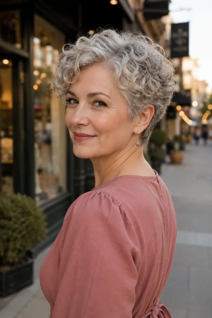 Silver Curly Pixie