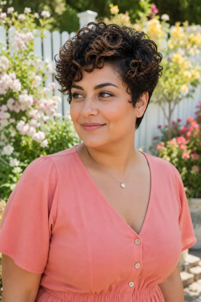 Curly Pixie for Round Faces