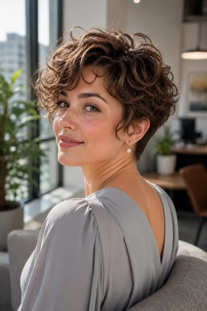 Soft Romantic Curly Pixie