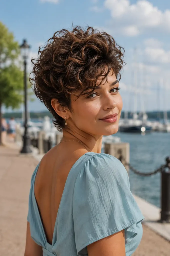 Curly Pixie with Long Top Layers