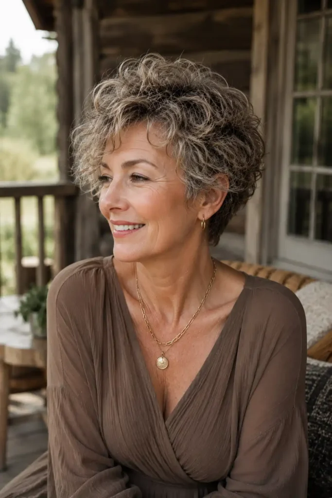 Curly Pixie for Women Over 50