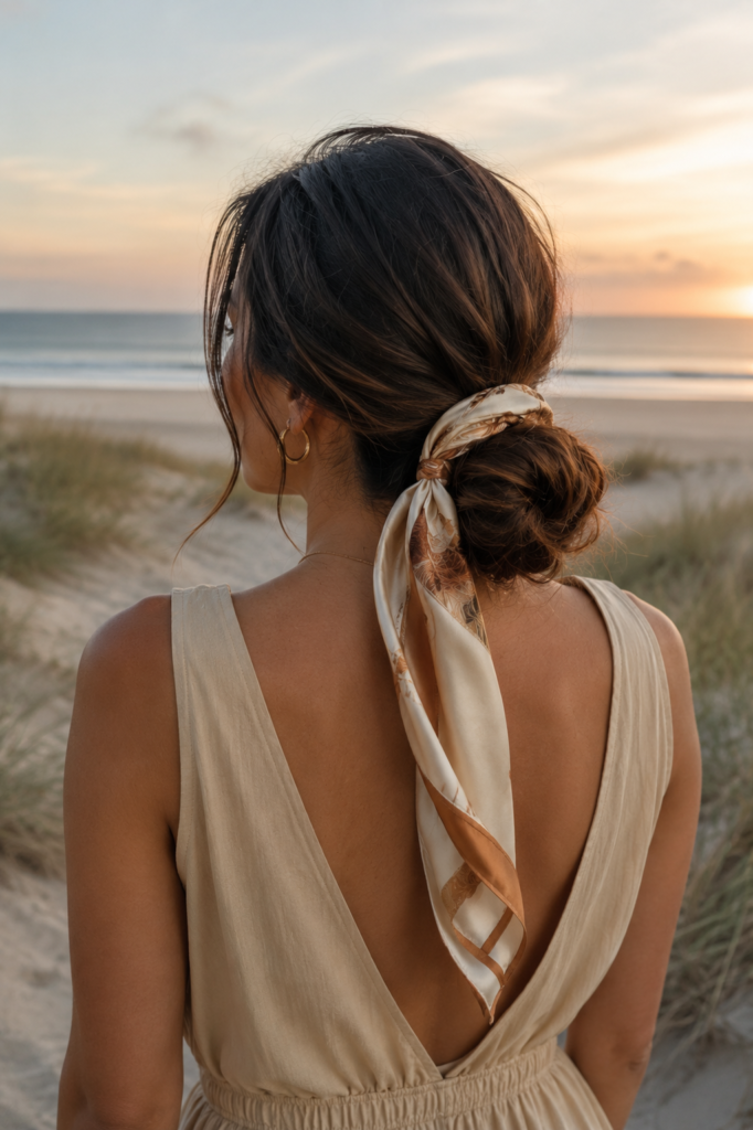 Scarf-Wrapped Low Bun