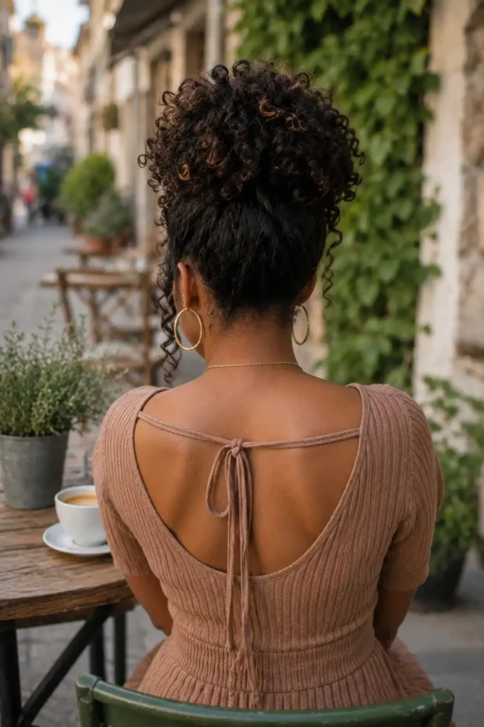 Pineapple Updo for Curly Hair