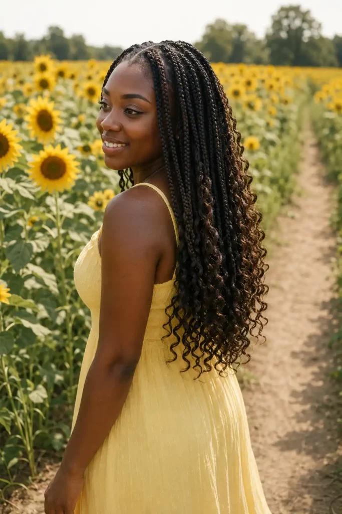Box Braids with Curly Ends