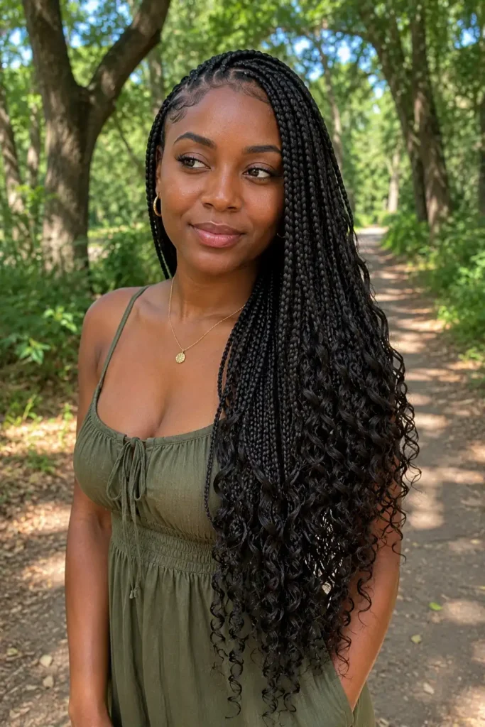 Long Knotless Braids with Curly Ends