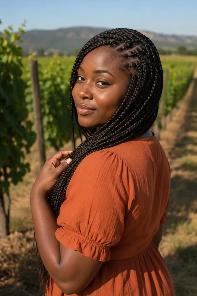 Side-Swept Individual Braids