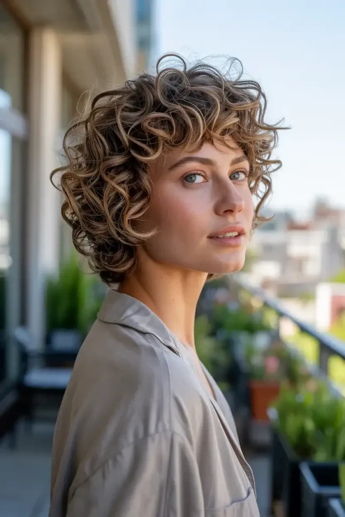 Short Curly Lob With Side Bangs