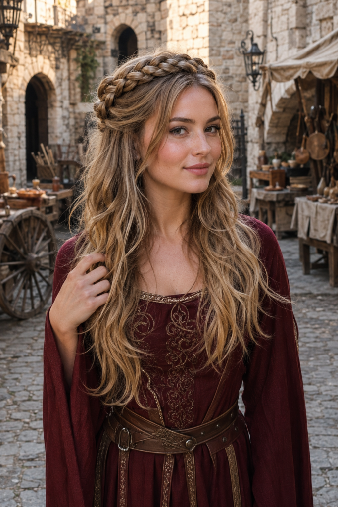 Braided Crown with Loose Waves