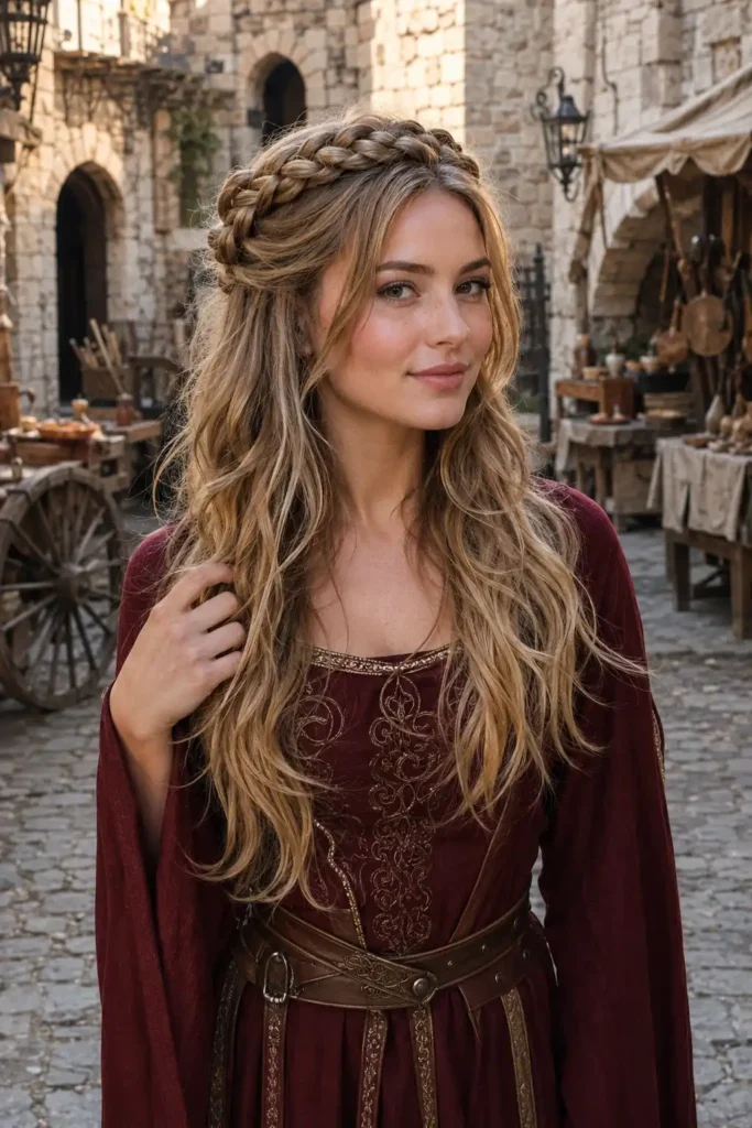 Braided Crown with Loose Waves